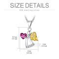 wholesale 925 Sterling Silver Red Heart & Gold Wings Guardian Angel Pendant Necklace for Women's Birthdays Gifts-0-9