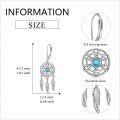 wholesale 925 Sterling Silver Dreamcatcher Feather Drop Earrings with Turquoise and Blue Stone s for Women-0-3