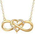 wholesale 14K Gold Infinity Heart Diamond Pendant Necklace for Women 18 inch-0-0
