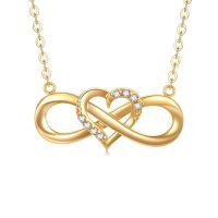 wholesale 14K Gold Infinity Heart Diamond Pendant Necklace for Women 18 inch-Yellow Gold
