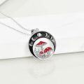 wholesale 925 Sterling Silver Mushroom Pendant Necklace with Red Enamel and Black Moon Phase Design - Christmas Gift for Her-0-4