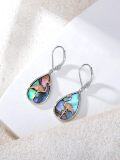 wholesale 925 Sterling Silver Flamingo Teardrop Abalone Shell Drop Earrings  for Women Girls-0-4