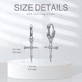 wholesale TOUPOP 925 Sterling Silver Cross Huggie Hoop Earrings For Women Dangle Earrings Small Moon Hoop Earrings Retro Punk Earrings For Women -0-5