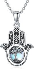 wholesale 925 Sterling Silver Tree of Life Hamsa Hand Pendant Norse Viking Amulet Necklace-0-0