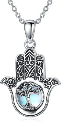 wholesale 925 Sterling Silver Tree of Life Hamsa Hand Pendant Norse Viking Amulet Necklace-c.hamsa-tree of life