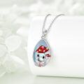 wholesale 925 Sterling Silver Blue Opal Red Enamel Toad and Mushrooms Pendant Necklace for Women Girls-0-4