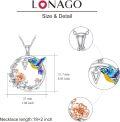 wholesale 925 Sterling Silver Hummingbird & Flower Pendant Necklaces for Women Girls Gifts Alphabet Initial Letter P Charm Chain Jewelry Set Blue Purple Yellow Gold Tone Enamel Colorful Artistic Design-0-21