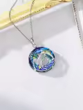 TOUPOP Sterling Silver Blue Crystal Dolphin Pendant Necklace-0-2