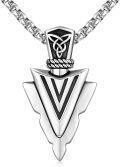 wholesale 925 Sterling Silver Arrowhead Pendant Necklace with Black Stone for Men & Women-0-0