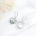wholesale 925 Sterling Silver Heart-Shaped Turquoise and Mustard Seed Dangle Drop Earrings-0-2