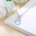 wholesale Sterling Silver Moonstone Bunny Heart Necklace - Elegant Rabbit Pendant Gift for Women-0-2