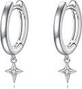 wholesale 925 Sterling Silver Star Shape Dangle Drop Huggie Hoop Earrings for Women -0-0