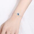 wholesale 925 Sterling Silver Blue Heart-Shaped Crystal Starfish & Turtle Charm Bracelet for Women - Adjustable Ocean -0-4