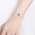 wholesale 925 Sterling Silver Blue Heart-Shaped Crystal Starfish & Turtle Charm Bracelet for Women - Adjustable Ocean -0-4