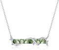 wholesale 925 Sterling Silver Natural Stone Leaf Bar Pendant Necklace - Gifts for Her-0-0
