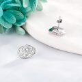 wholesale 925 Sterling Silver Rose Lotus Flower Stud Earrings with Cubic Zirconia - Hypoallergenic Jewelry for Women and Girls-0-2