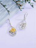 wholesale 925 Sterling Silver Teardrop Sunflower & Bee Drop Earrings-0-4