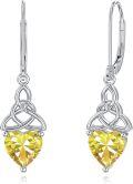 wholesale 925 Sterling Silver Heart Birthstone Celtic Knot Dangle Leverback Earrings-0-50