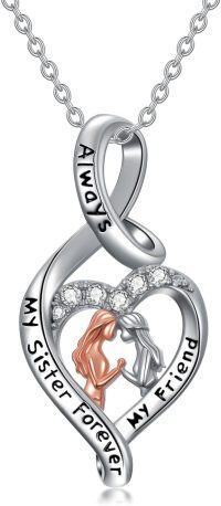 wholesale 925 Sterling Silver Heart Infinity Pendant with Sisters Forever Friendship Necklace-1-Sisters Necklace for 2