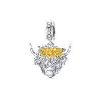 wholesale 925 Sterling Silver Blue Sapphire Moon Heart Cow Charm Pendant-with Sunflower