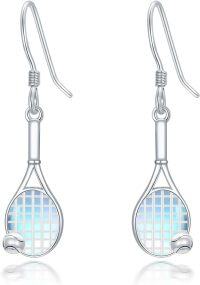 wholesale 925 Sterling Silver Sports Racket & Ball Dangle Drop Earrings for Women - Golf Tennis Baseball Football -Tennis