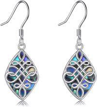 wholesale 925 Sterling Silver Celtic Knot Abalone Shell Teardrop Dangle Earrings Vintage s for Women-Celtic knot