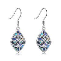 wholesale 925 Sterling Silver Celtic Knot Abalone Shell Teardrop Dangle Earrings Vintage s for Women-Celtic knot