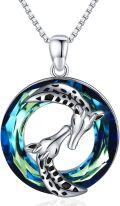 wholesale 925 Sterling Silver Blue Crystal Giraffe Pendant Necklace for Women-0-0