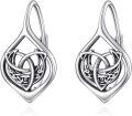 wholesale 925 Sterling Silver Celtic Knot Heart Shape Hypoallergenic Leverback Dangle Drop Earrings for Women and Teen Girls-0-0