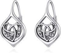 wholesale 925 Sterling Silver Celtic Knot Heart Shape Hypoallergenic Leverback Dangle Drop Earrings for Women and Teen Girls-Celtic