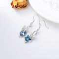 wholesale 925 Sterling Silver Blue Crystal Butterfly Drop Earrings-0-4