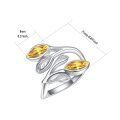 wholesale 925 Sterling Silver Leaf Ring with Birthstone Adjustable Wrap Promise Engagement Wedding Rings for Women-0-5