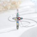 wholesale 925 Sterling Silver Opal Ladybug Daisy Flower Cross Pendant Necklace s for Women-0-5