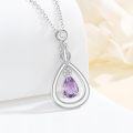 wholesale 925 Sterling Silver Teardrop Amethyst & CZ Necklace - 27mm Natural Stone, 18+2 Chain, Lobster Clasp, Hypoallergenic Gift for Women-0-1