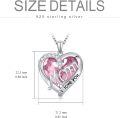 wholesale S925 Sterling Silver & Crystal Heart Necklace, October Birthstone Gift for Mom, I Love You Mom Pendant, 0.83in, 14K Gold Plated-0-4