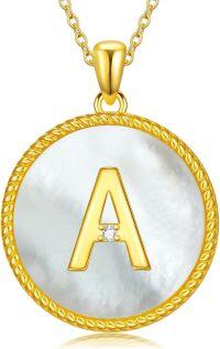 wholesale 925 Sterling Silver Mother of Pearl Initial A Pendant Necklace for Women-Letter A