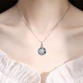 wholesale 925 Sterling Silver Sloth Necklace With Blue Crystal And Vine Design-0-4