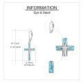 wholesale 925 Sterling Silver Cross Created Turquoise Drop Earrings Platinum Plated For Women-0-4