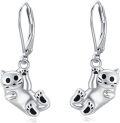 wholesale 925 Sterling Silver Cat Dreamcatcher Dangle Leverback Earrings for Women-0-0