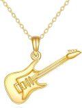 wholesale 10K Gold Fine Electric Guitar Shaped Pendant Necklace s for Women-0-0