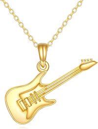wholesale 10K Gold Fine Electric Guitar Shaped Pendant Necklace s for Women-Guitar necklace