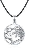 wholesale 925 Sterling Silver Dragon and Snake Circle Pendant Leather Cord Necklace s for Women Girls-0-0