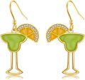 wholesale 925 Sterling Silver Margarita Earrings - Cute Fruit Cocktail Glass Dangle Earrings for Women Party Celebration s-0-0