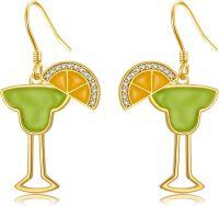 wholesale 925 Sterling Silver Margarita Earrings - Cute Fruit Cocktail Glass Dangle Earrings for Women Party Celebration s-Margarita-2