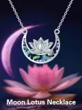 TOUPOP Sterling Silver Abalone Shell Lotus Necklace Pendant Gift-0-5