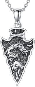wholesale 925 Sterling Silver Wolf Head Arrowhead Pendant Necklace for Women Men s 43cm Chain Length-0-0
