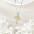 wholesale 925 Sterling Silver Sunflower Cross Pendant Necklace for Women - Faith & Luck Charm s-0-3