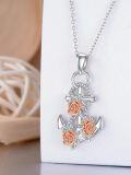 wholesale 925 Sterling Silver Anchor Rose Pendant Necklace for Women Gifts-0-1