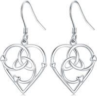 wholesale 925 Sterling Silver Heart Celtic Knot Drop Earrings Irish s for Women-Celtic Style-18