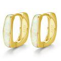 wholesale 925 Sterling Silver & Yellow Gold-Plated Opal Huggie Hoop Earrings for Women-0-0